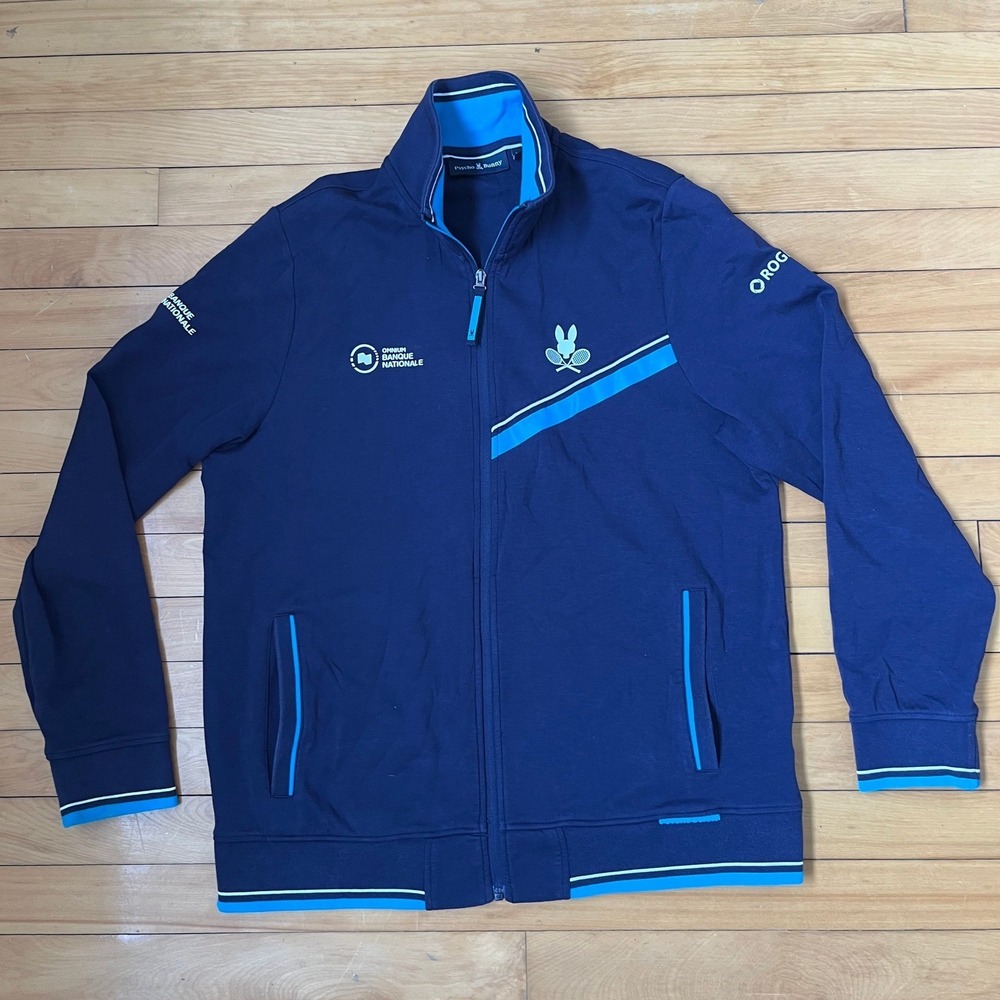 Psycho Bunny Mens Tennis Track Jacket Navy Blue National Bank Open Rogers XL
